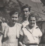 Charlie, Elizabeth & other at tent meeting, 8-20-54