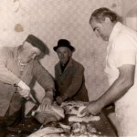 Cutting up pig, Hungary, 1979